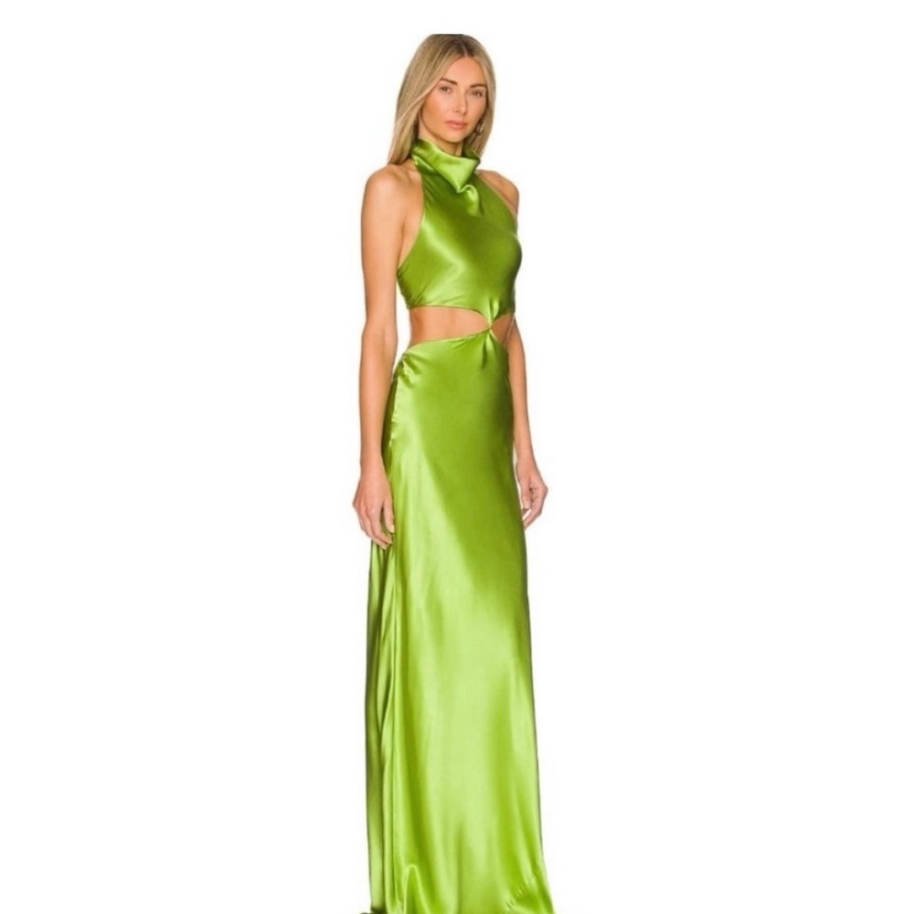 Elegant Green Satin Dress